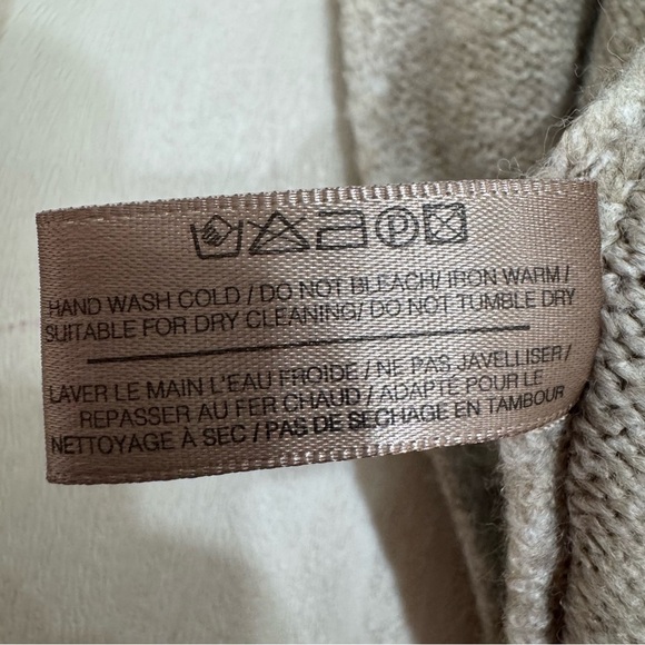 Free People Whistler Collared Shawl Open-Front Sweater Wool Blend Tan Pockets OS - Picture 12 of 14